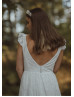 Cap Sleeves Ivory Lace V Back Graceful Wedding Dress